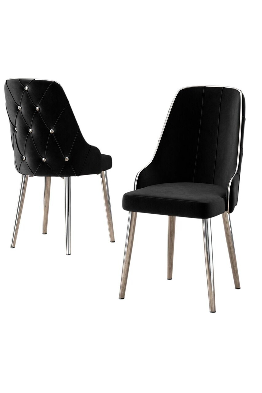 Set scaune 2 piese, Hanah Home, Krax, Negru / Crom — imaginea 2