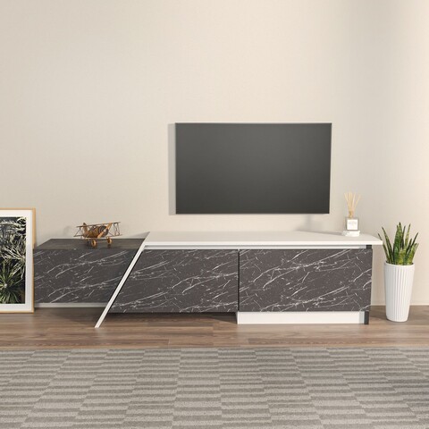 Comoda TV, Zena Home, Zonas, Gri/Alb