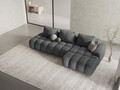 Coltar extensibil dreapta 3 locuri, Linz, Cosmopolitan Design, 275x142x84 cm, cotiera stanga, tesatura structurata, gri