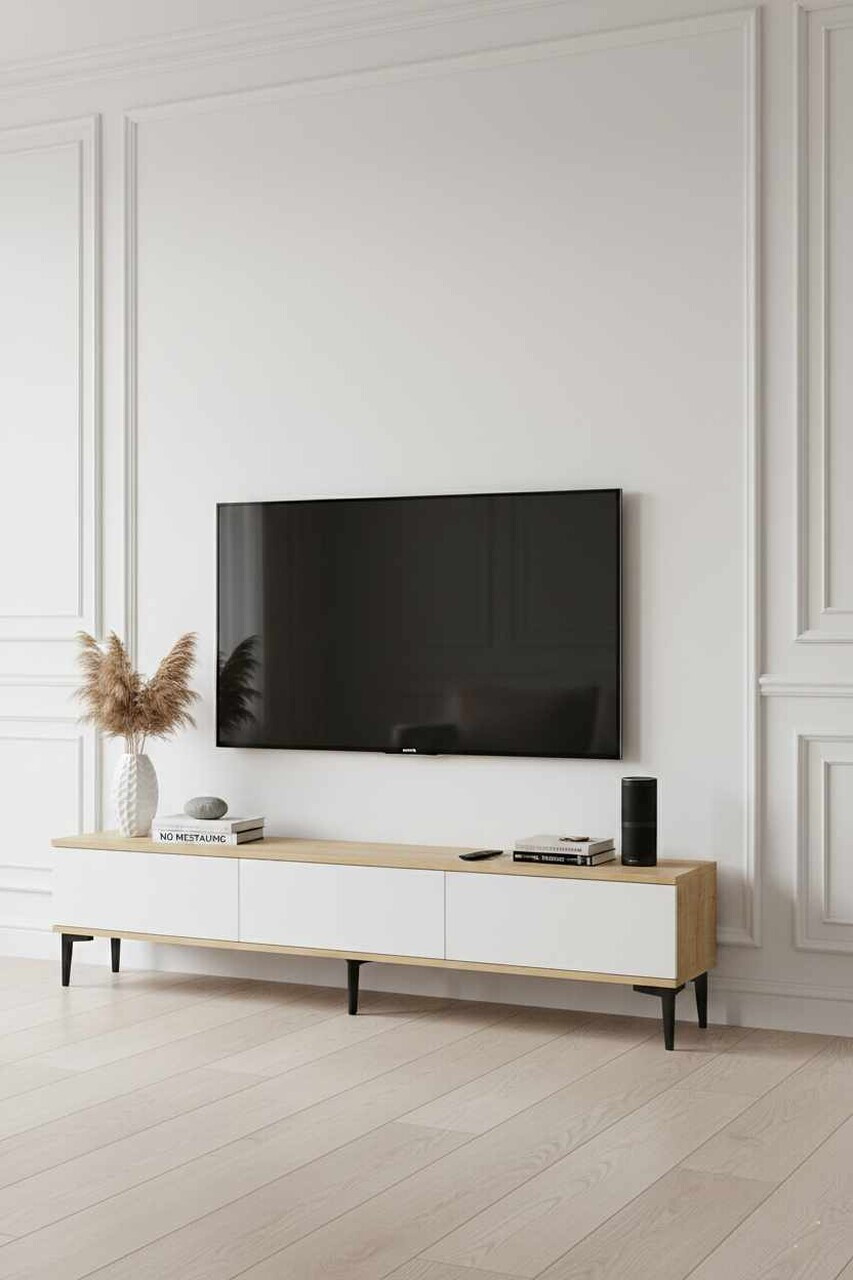 Comoda TV, Hanah Home, Didema 180, 180x40.5x30 cm, Stejar Safir / Alb — imaginea 2