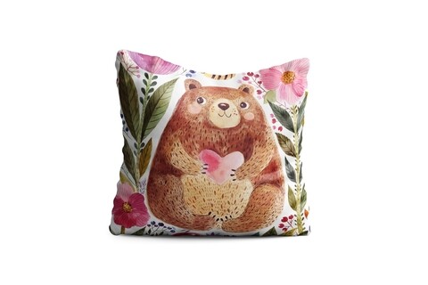 Perna decorativa bear w heart, oyo kids, 43x43 cm, poliester, multicolor