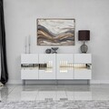 Consola, Neostill, Paris, 180x80x40 cm, PAL, Alb / Argintiu