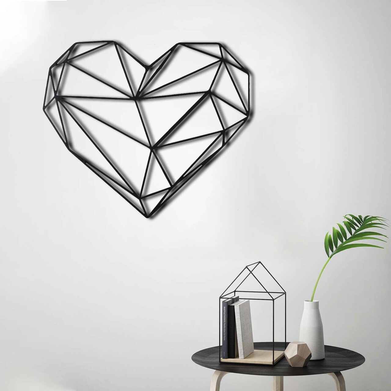 Decoratiune de perete, Heart, Metal, Dimensiune: 37 x 40 cm, Negru - 1 | YEO