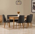 Set masă și scaune extensibile (6 bucăți), Vella, Vina, Pin Atlantic / Antracit