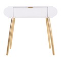 Consola cu 1 sertar Creaciones Meng, 84.5x38x77 cm, MDF, alb/auriu