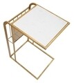 Masuta de cafea cu suport reviste, Mauro Ferretti, 46x35x65 cm, fier/marmura, auriu/alb