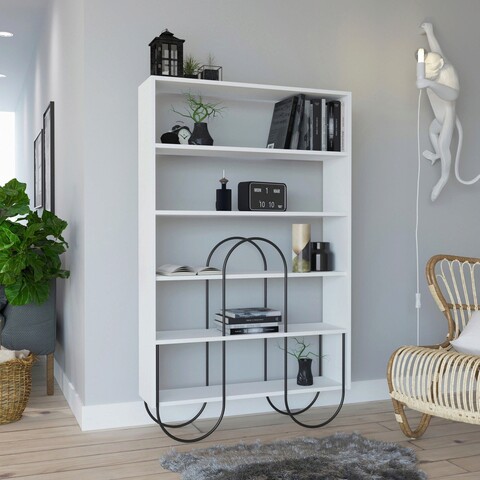 Corp biblioteca, homitis, norfolk bookcase, 96x160x25.5 cm, alb