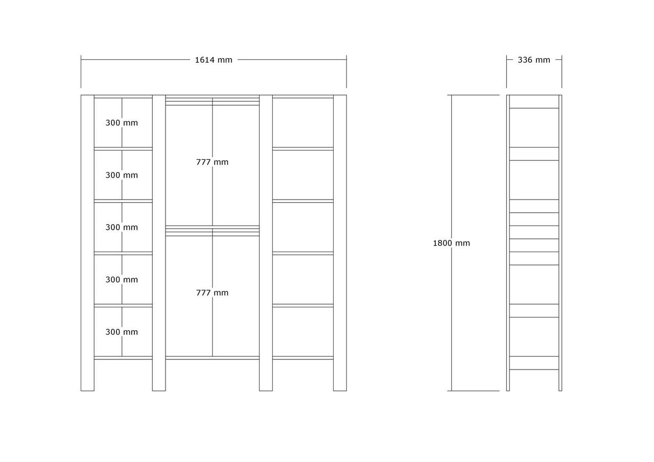 Dulap pentru haine, Puqa Design, City, 161.4x180x33.6 cm, PAL, Maro