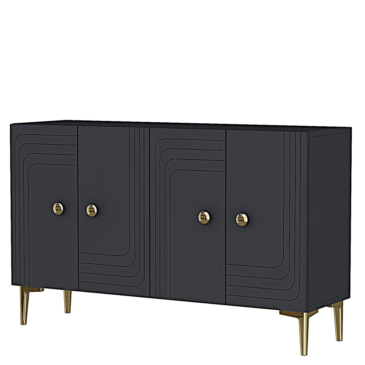 Consola, Hanah Home, Lessi 120, 120x75x32 cm, Antracit / Aur - view 5