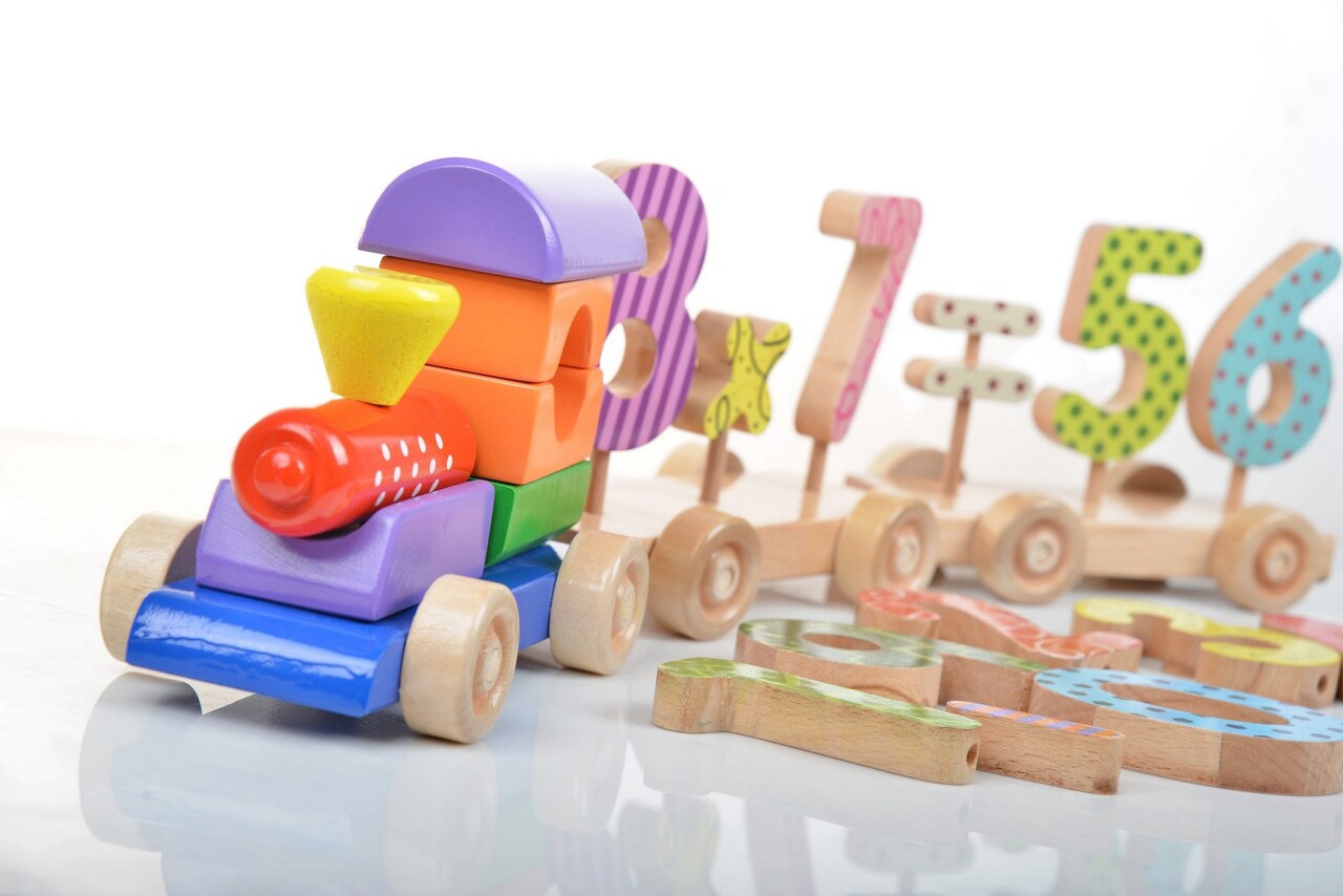 Jucarie pentru landou/carucior, Hanah Home, Math Train, 55x13x6 cm, Multicolor - view 4
