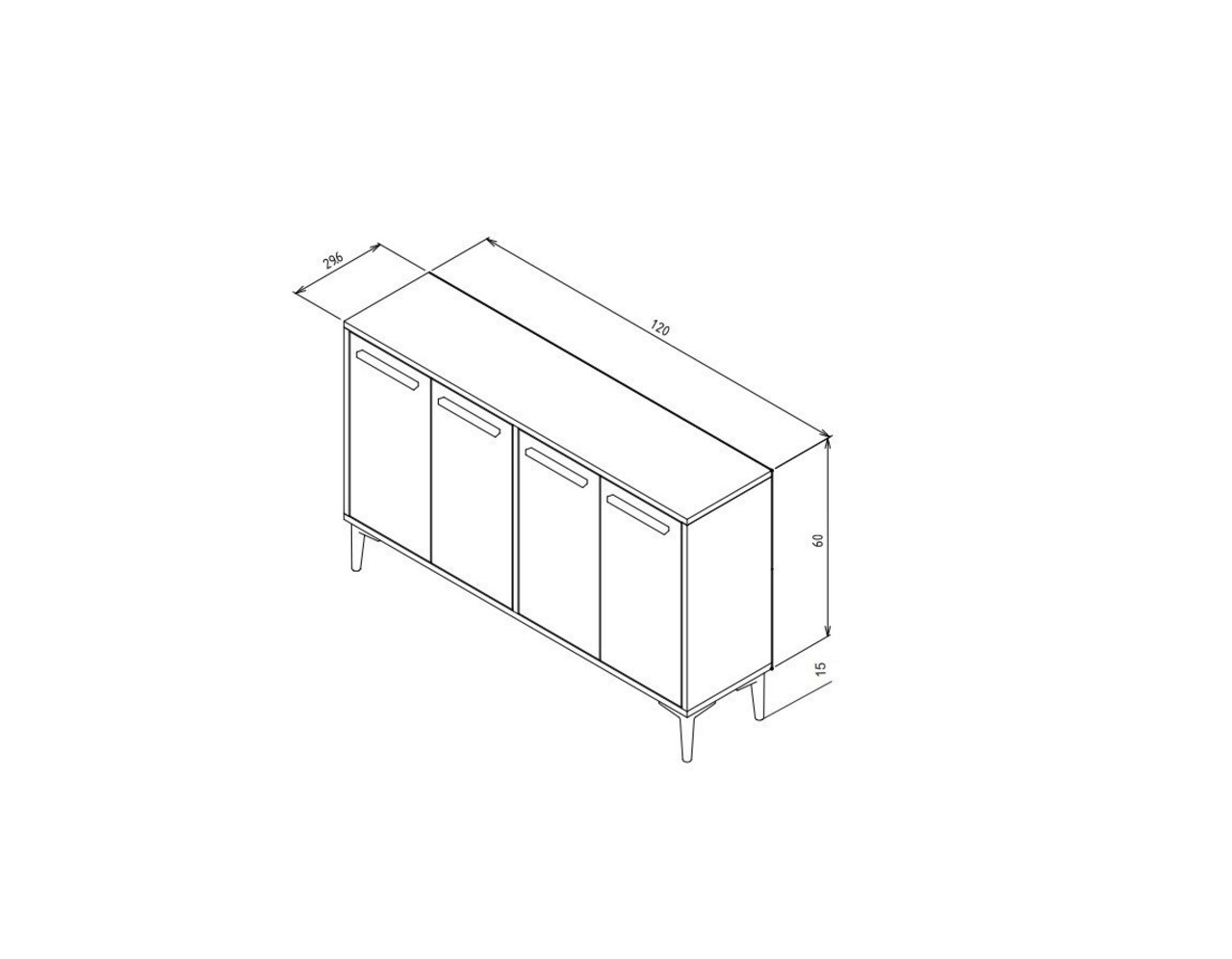 Comoda TV, Odessa, Stria, 120x30x75 cm, PAL, Alb