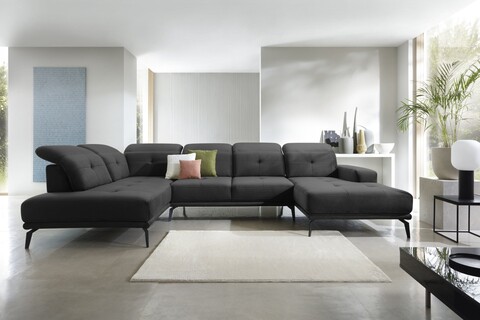Coltar stanga 6 locuri ELTAP, LT-06LO, Bretan, 350x205x107 cm, lemn/poliester, gri inchis