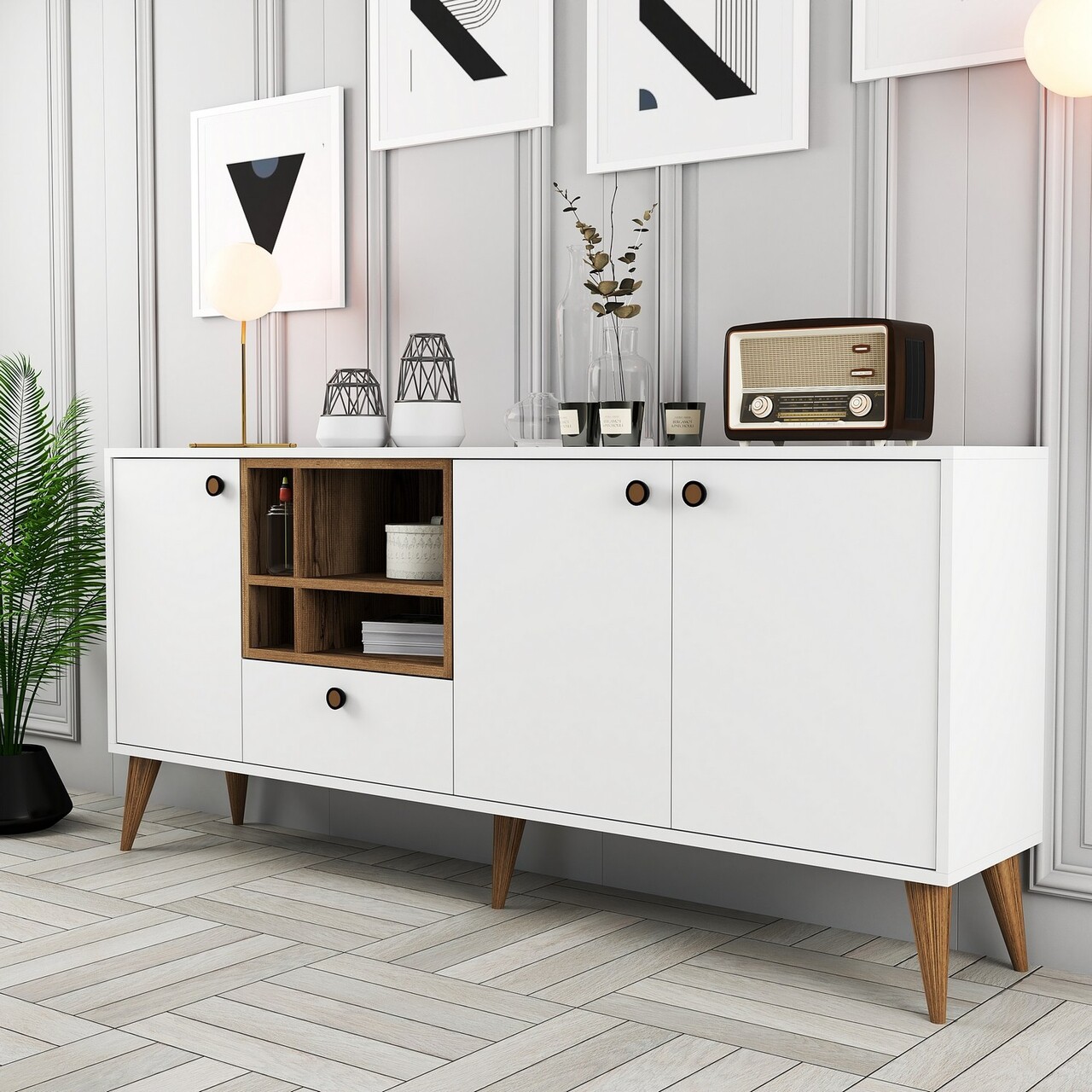 Consola, Hommy Craft, Napoli, 180x81x35 cm, PAL, Alb - 2 | YEO