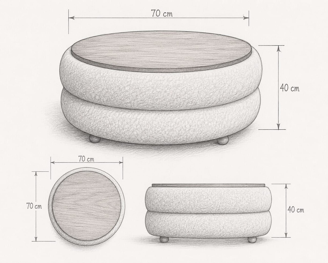 Masuta de cafea, Hanah Home, Venüs, Bej — imaginea 3