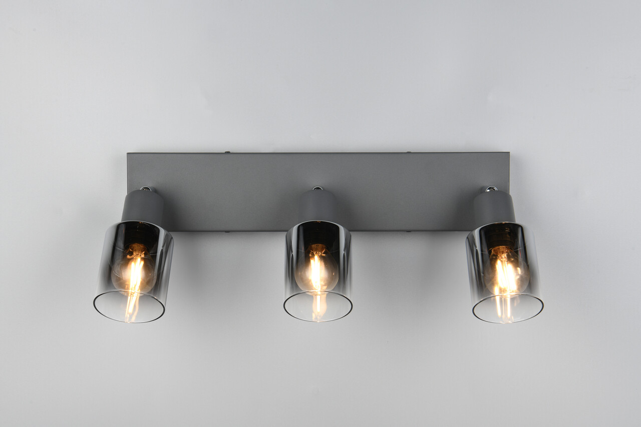 Plafoniera Cadiz, RL, 42.5x8.5x17 cm, 10W, 3x E14, metal, antracit - 2 | YEO