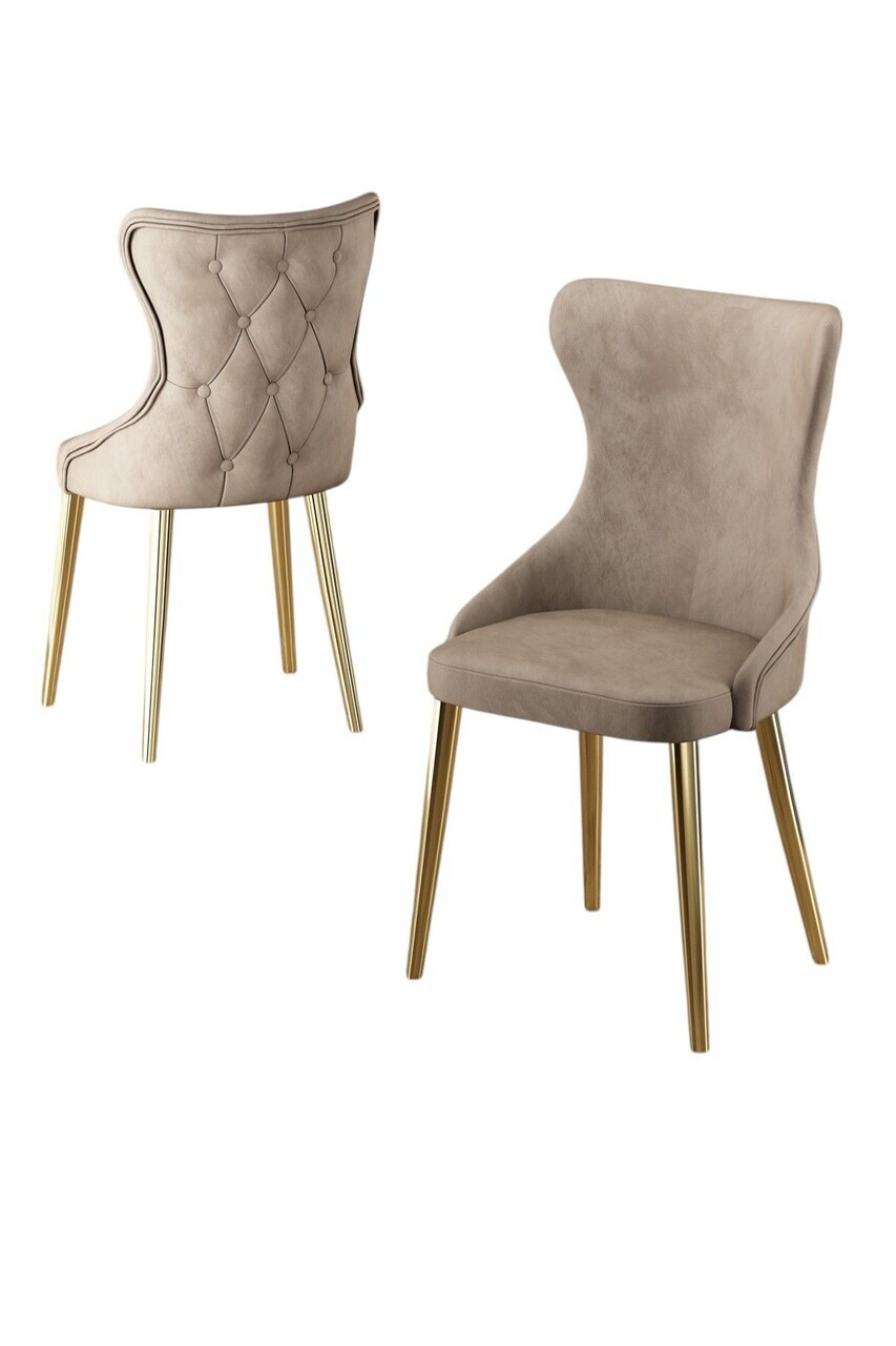 Set scaune 2 piese, Hanah Home, Alpa, Cappuccino / Aur — imaginea 2