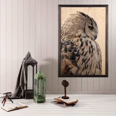 Tablou decorativ, Owl XL, Lemn, Lemn, Multicolor Bystag
