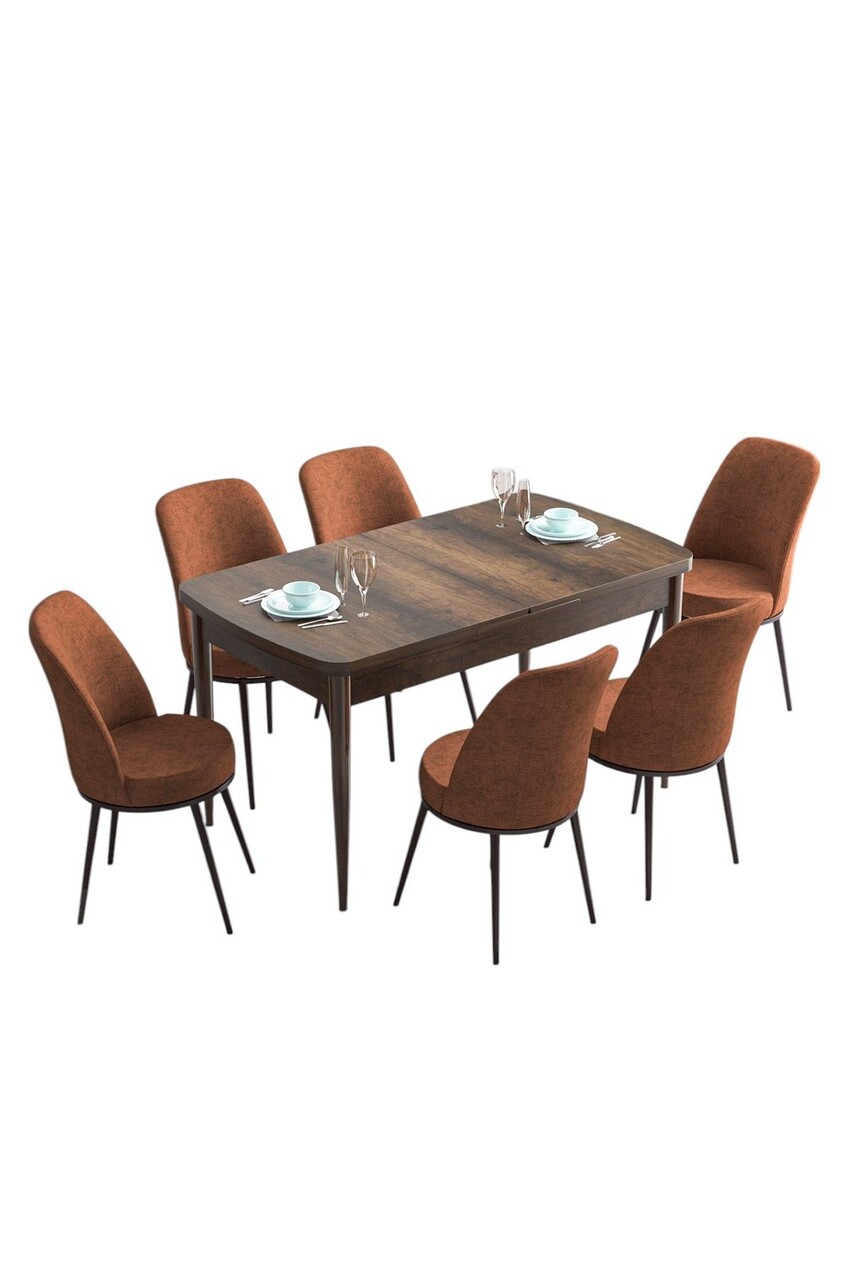 Set masa extensibila si scaune, Hanah Home, Han, Baroc / Roșu-țiglă - view 2
