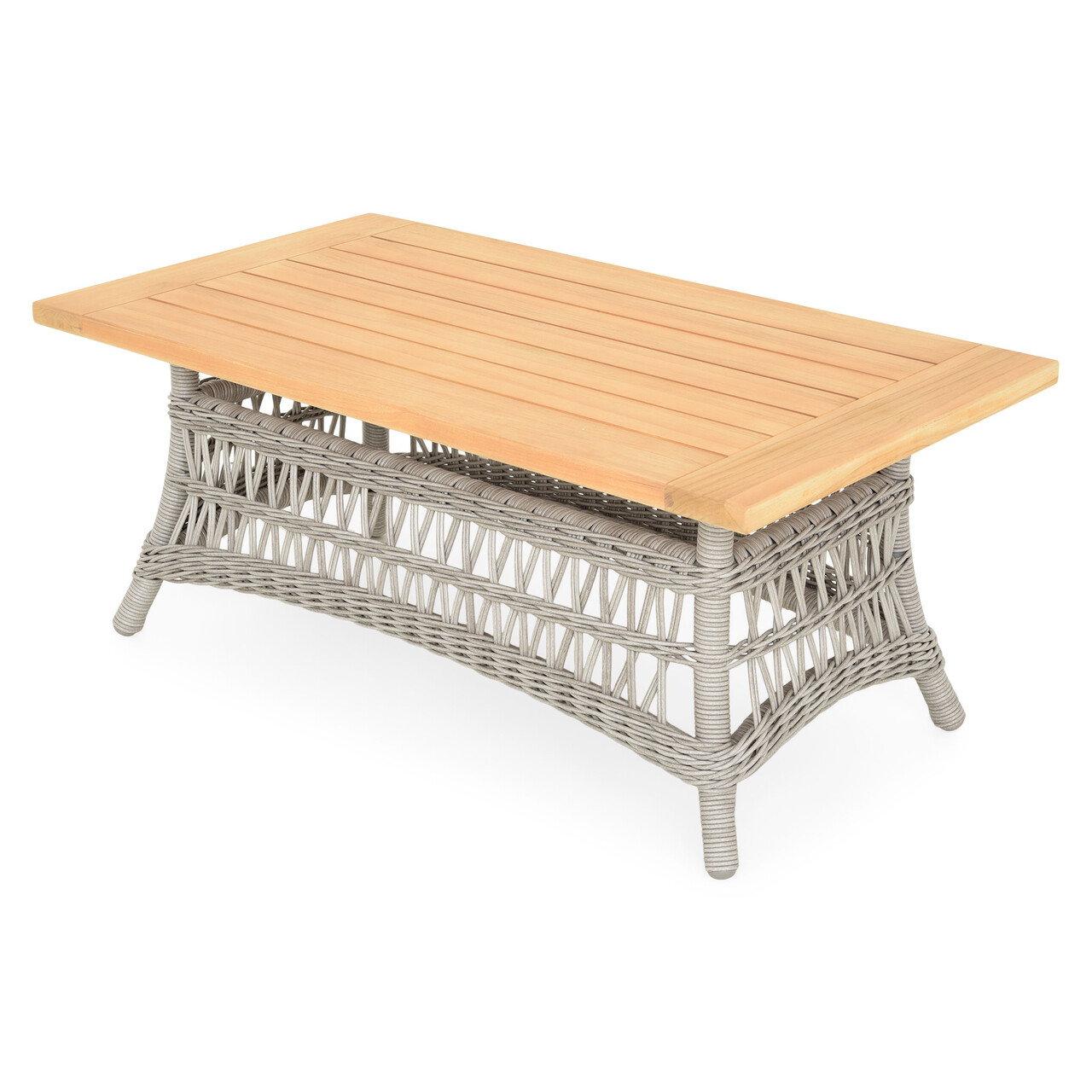 Masuta cafea pentru gradina/terasa Mackinac, 110x60x46 cm, aluminiu/lemn de teak, gri/natur - 1 | YEO