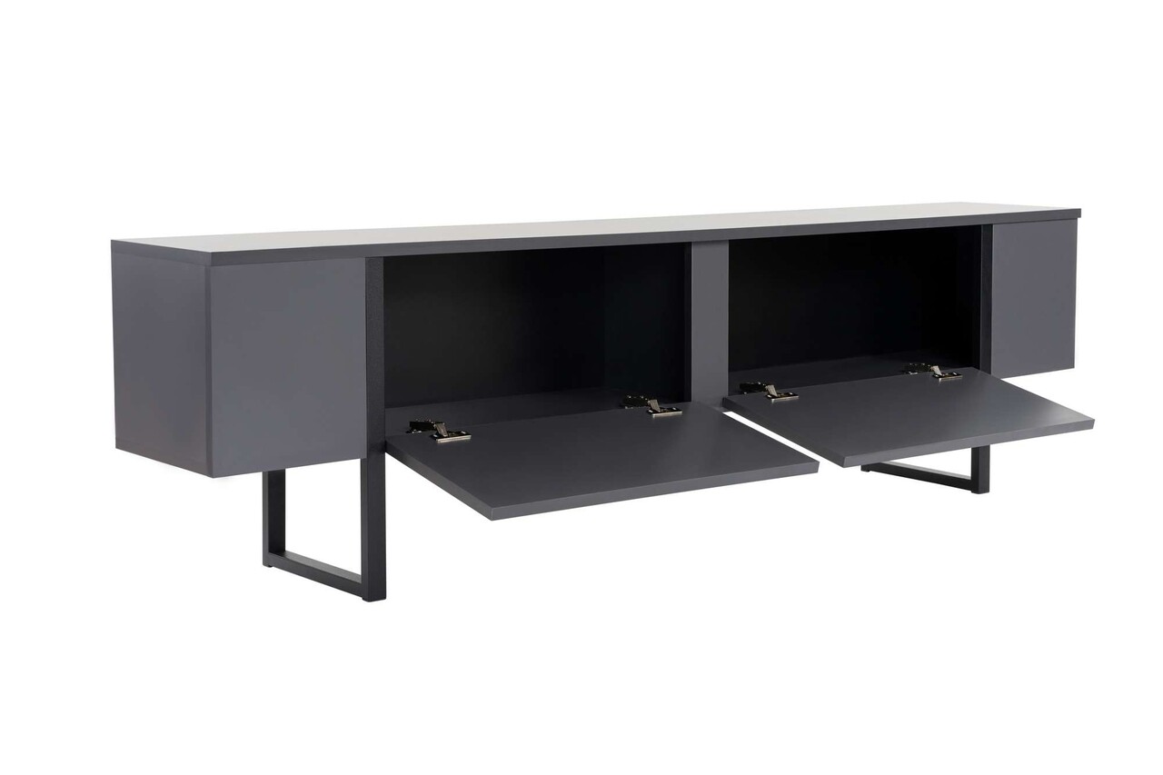 Comoda TV, Nordure, Serenity, 180x50x30 cm, Antracit / Negru - imagine 7