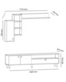 Comoda TV cu raft de perete Silver, Arnetti, 180 x 48.1 cm/175.4 x 86.5 cm, oak/antracit