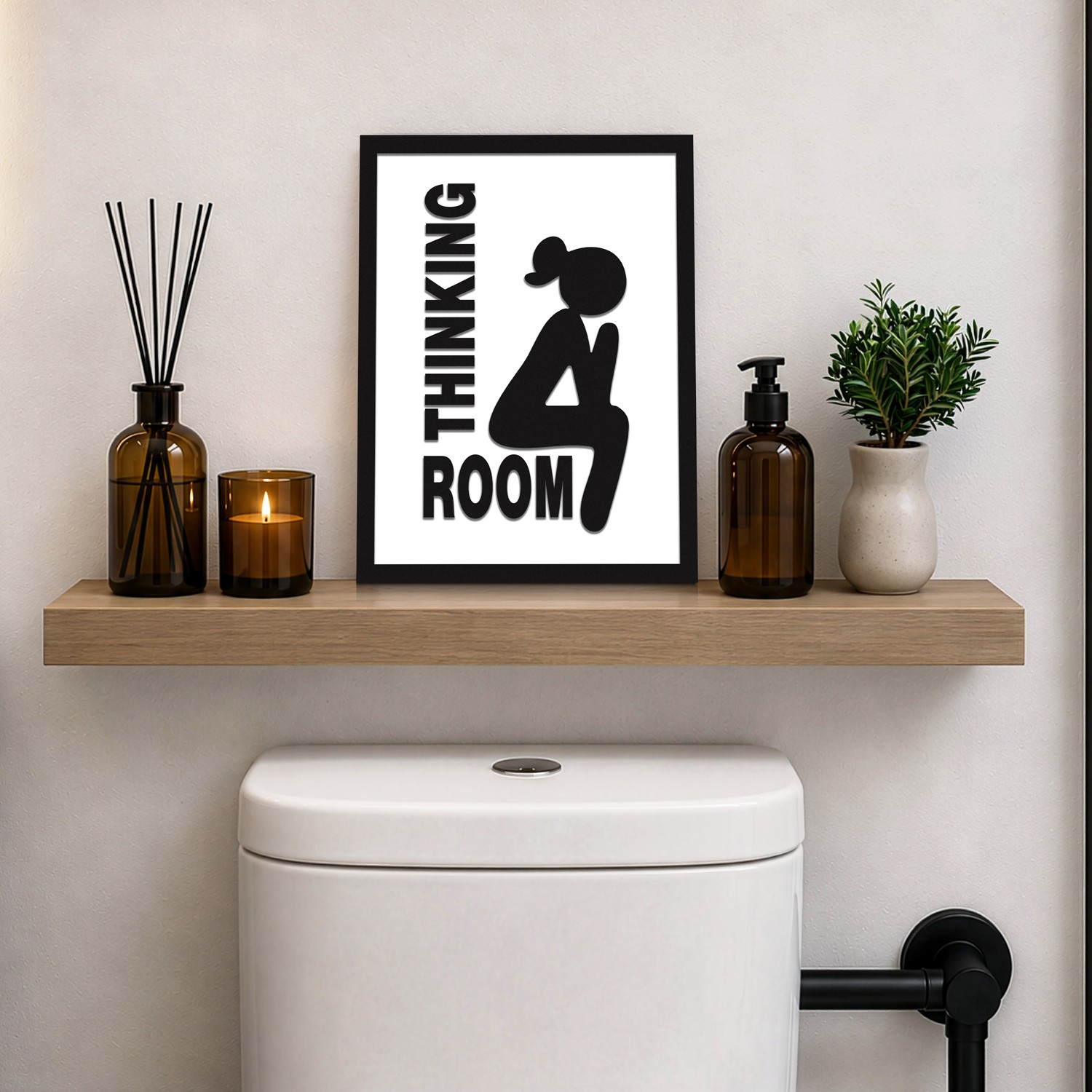 Tablou decorativ, Thinking Woman, Dimensiune: 20 x 25 cm, Alb/Negru