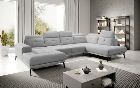 Coltar dreapta 6 locuri ELTAP, RT-04SO, Bretan, 350x205x107 cm, lemn/poliester, gri deschis