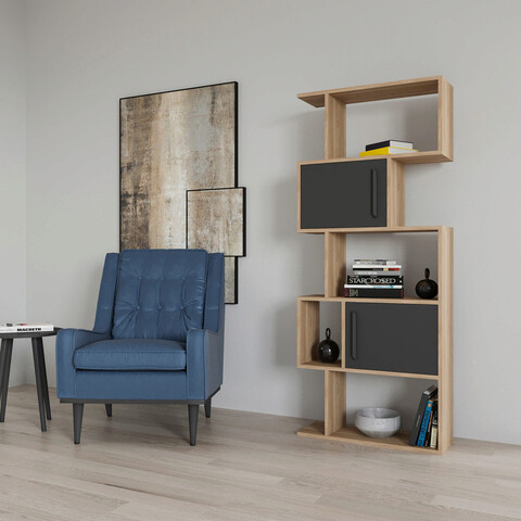 Corp biblioteca, retricy, raven, 72x25x171.8 cm, pal, stejar / antracit