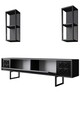 Comoda TV, Bexley, Black Line, 180x30x48 cm, PAL, Antracit / Negru