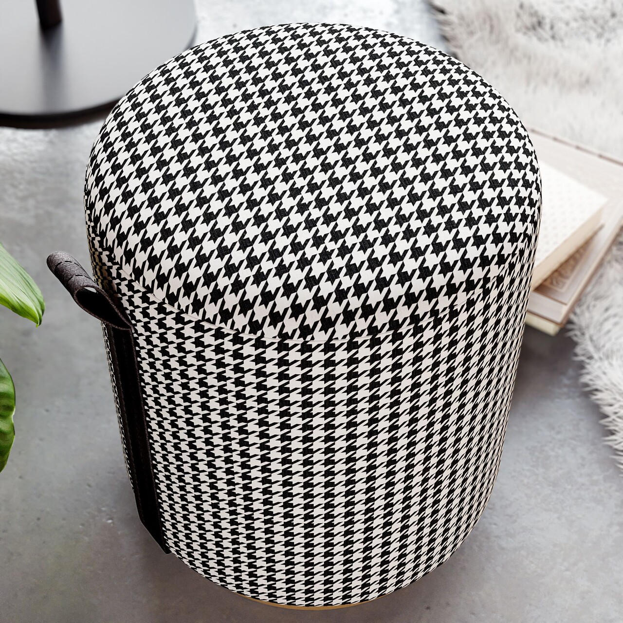 Taburet, Atelier del Sofa, 774BNT1105, Cadru: PAL BRUT/PLOP, Alb/Negru - view 5