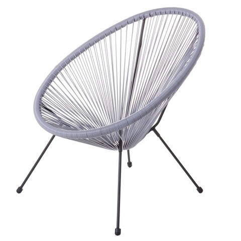 Scaun pentru gradina Acapulco, 70 x 80 x 85 cm, otel/ratan sintetic, gri