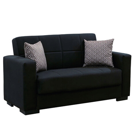 Canapea extensibila 2 locuri Vox, Pakoworld, 148x77x80 cm, textil/lemn de plop, negru