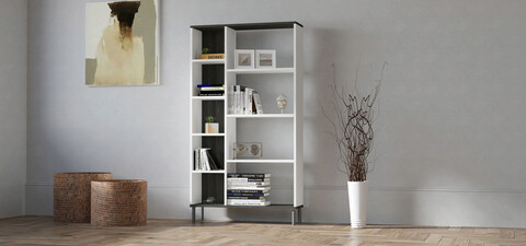 Corp biblioteca, asse home, rosse , 150x90x28 cm, alb