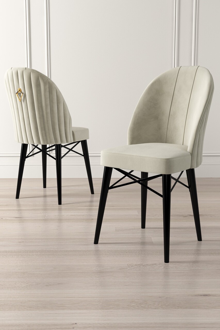 Set de scaune, Charlotte, Ritim, Metal, Crem/Negru - 1 | YEO