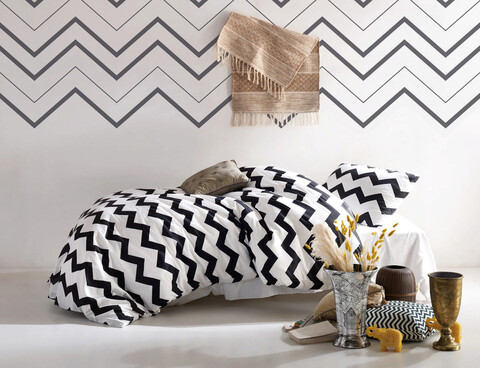 Lenjerie de pat pentru o persoana (es), 2 piese, smallzigzag, enlora home, 65% bumbac/35% poliester