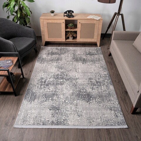 Covor, marrone 3461, 80x150 cm, fibre acrilice, gri