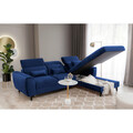 Coltar extensibil dreapta 4 locuri ELTAP, Foble, 267x196x100 cm, lemn/poliester, albastru inchis