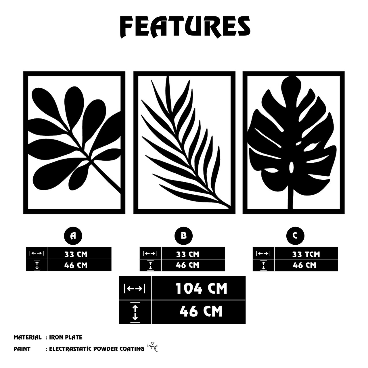 Decoratiune de perete, Cincuenta, Dimensiuni: 104 x 46 cm, Negru - view 6
