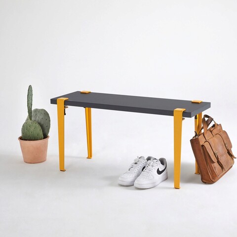 Banca, logg, khalkeus , 90x45x30 cm, antracit / galben
