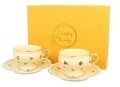 Set 2 cesti cu farfurie England, Duo, 220 ml, portelan, multicolor