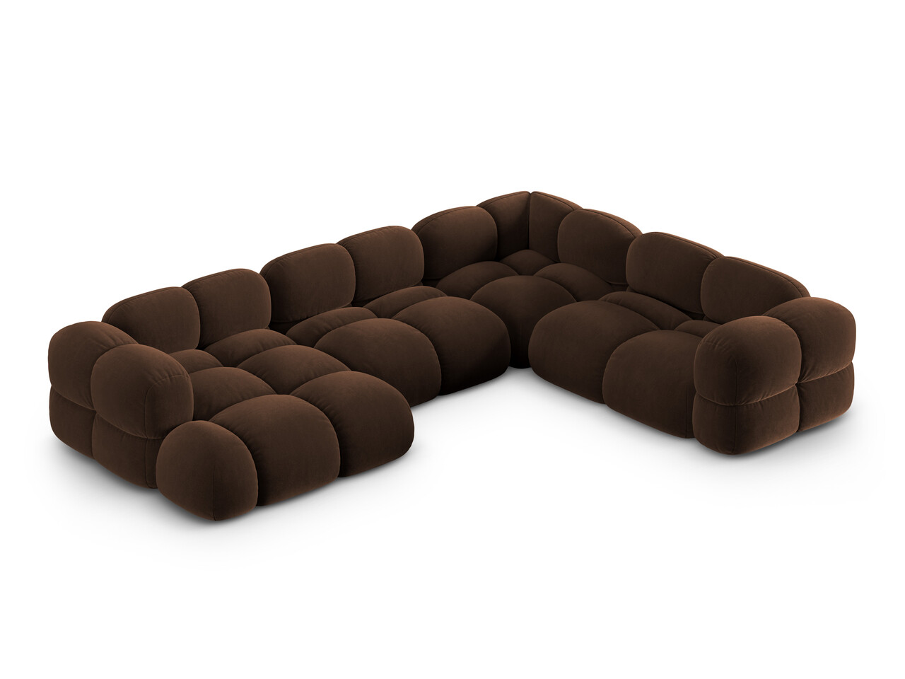 Coltar panoramic dreapta 5 locuri, Loretto, Cosmopolitan Design, 345x250x68 cm, catifea, ciocolata