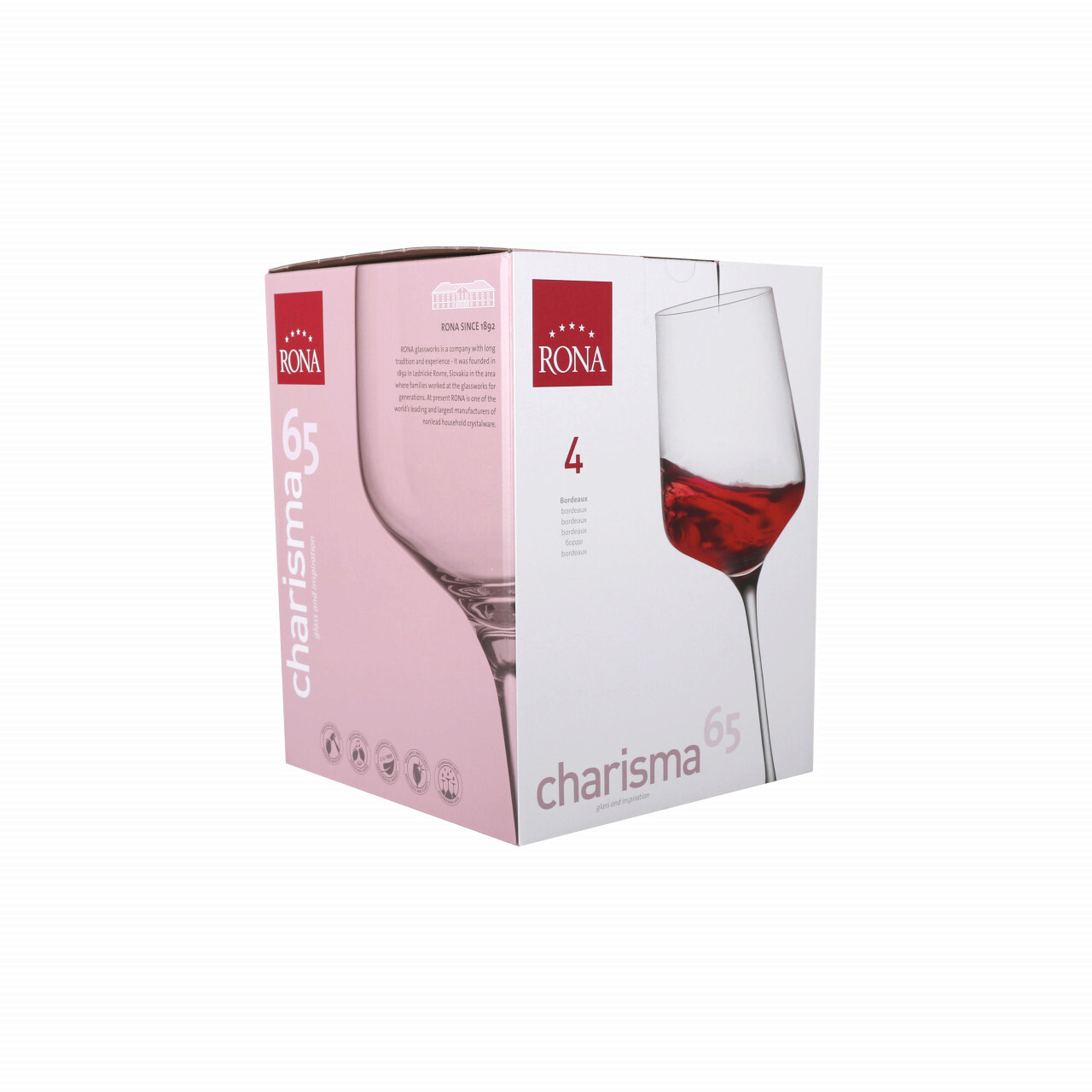 Set 4 pahare pentru vin Charisma, Rona, 650 ml, sticla, transparent