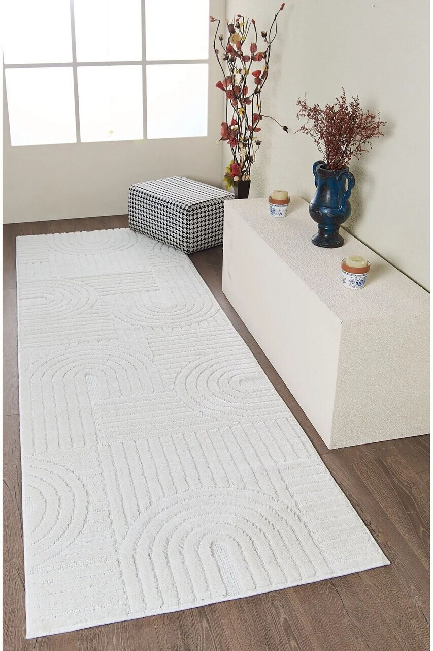 Covor, 691B, 80x200 cm, Polipropilena, Alb