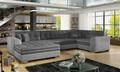 Coltar extensibil stanga 5 locuri ELTAP, Damario, 338x189x78 cm, lemn/poliester, gri inchis/gri deschis