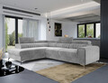 Coltar extensibil stanga 4 locuri, ELTAP, Lau-17, Laurence, 278x205x92 cm, lemn/poliester, gri deschis