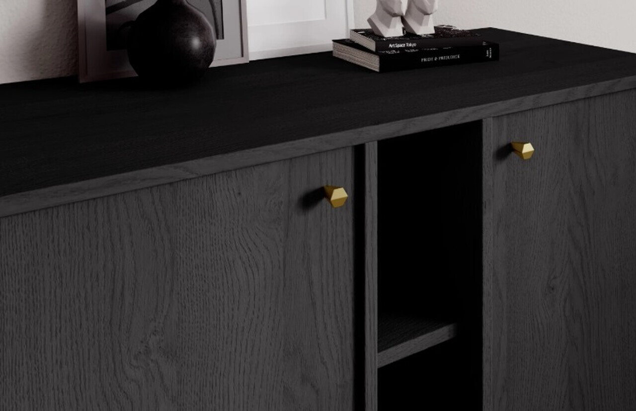 Comoda ADRK, Tili 2D 3P, 100.2x40.8x95 cm, PAL laminat, negru — imaginea 5