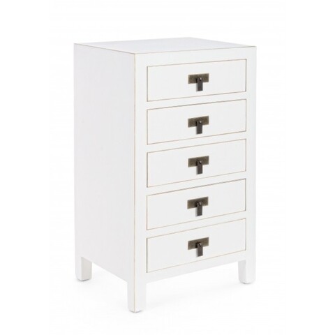 Comoda cu 5 sertare, pechino, bizzotto, 44x34x76.5 cm, mdf, alb