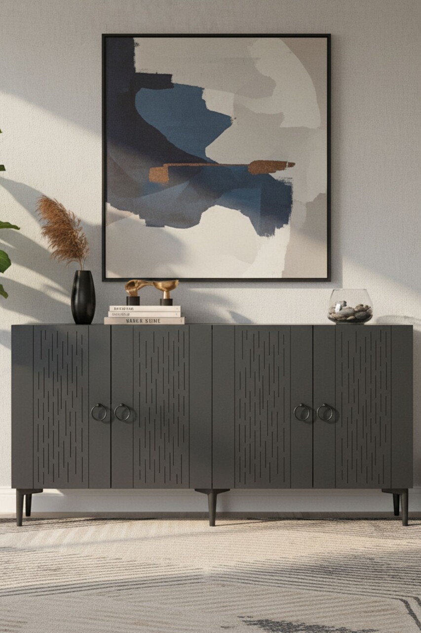 Consola, Hanah Home, Rain 150, 150x75x32 cm, PAL , Antracit - view 3