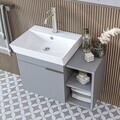Set Dulap de Baie cu Chiuvetă și Oglindă (2 Piese), Hanah Home, 2929, MDF, Frasin