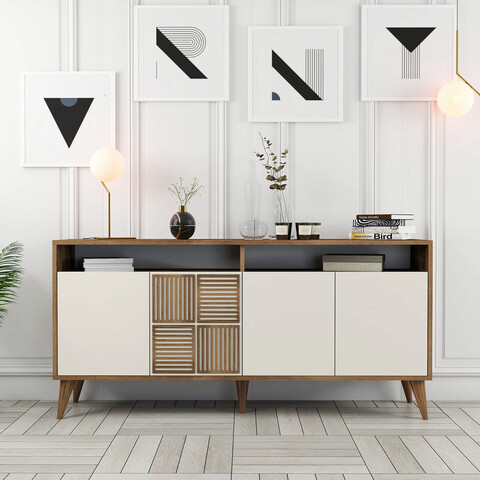 Consola, hommy craft, milan 160, 160x78x35 cm, nuca / crema
